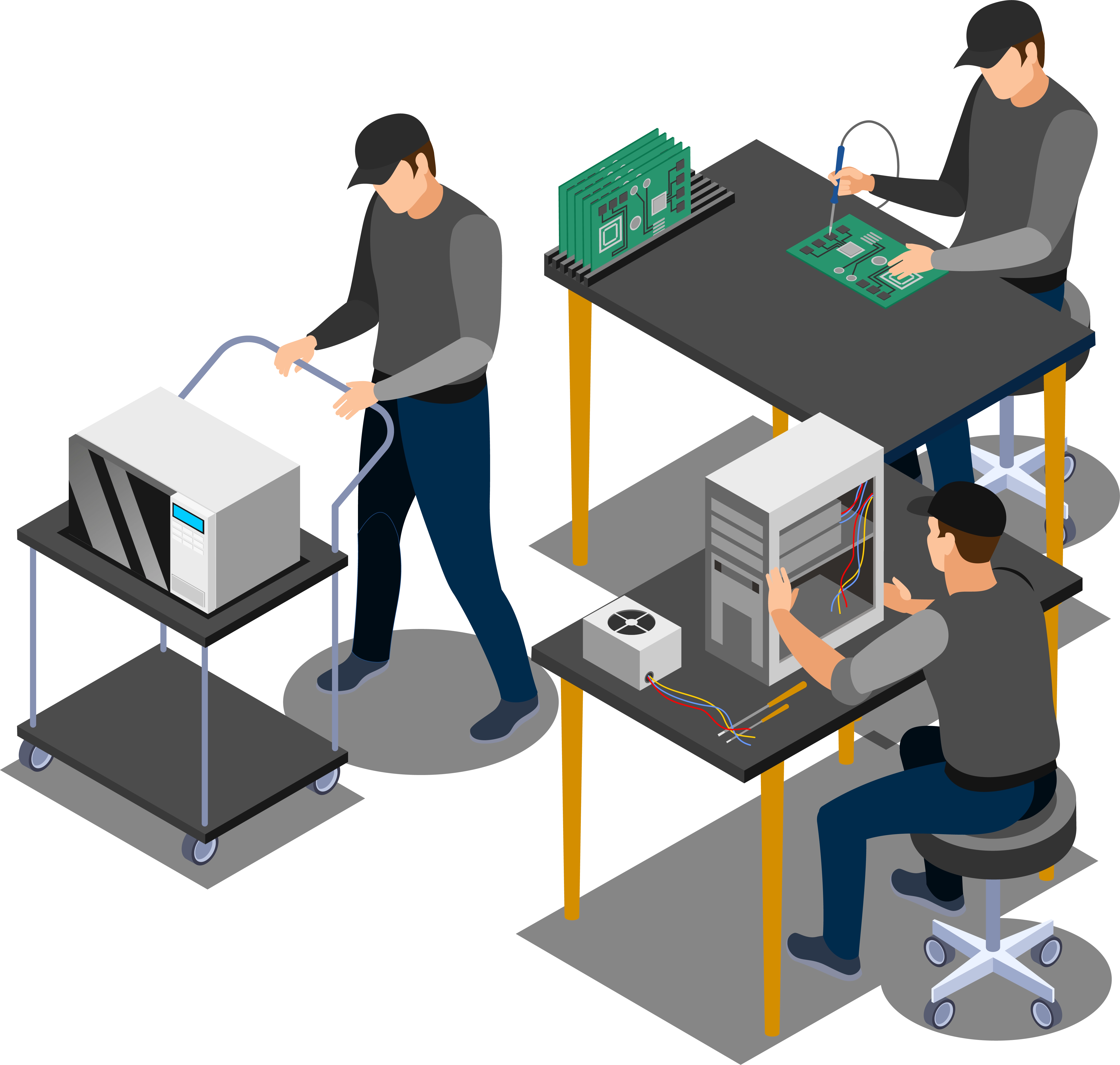 Technicians working on service business